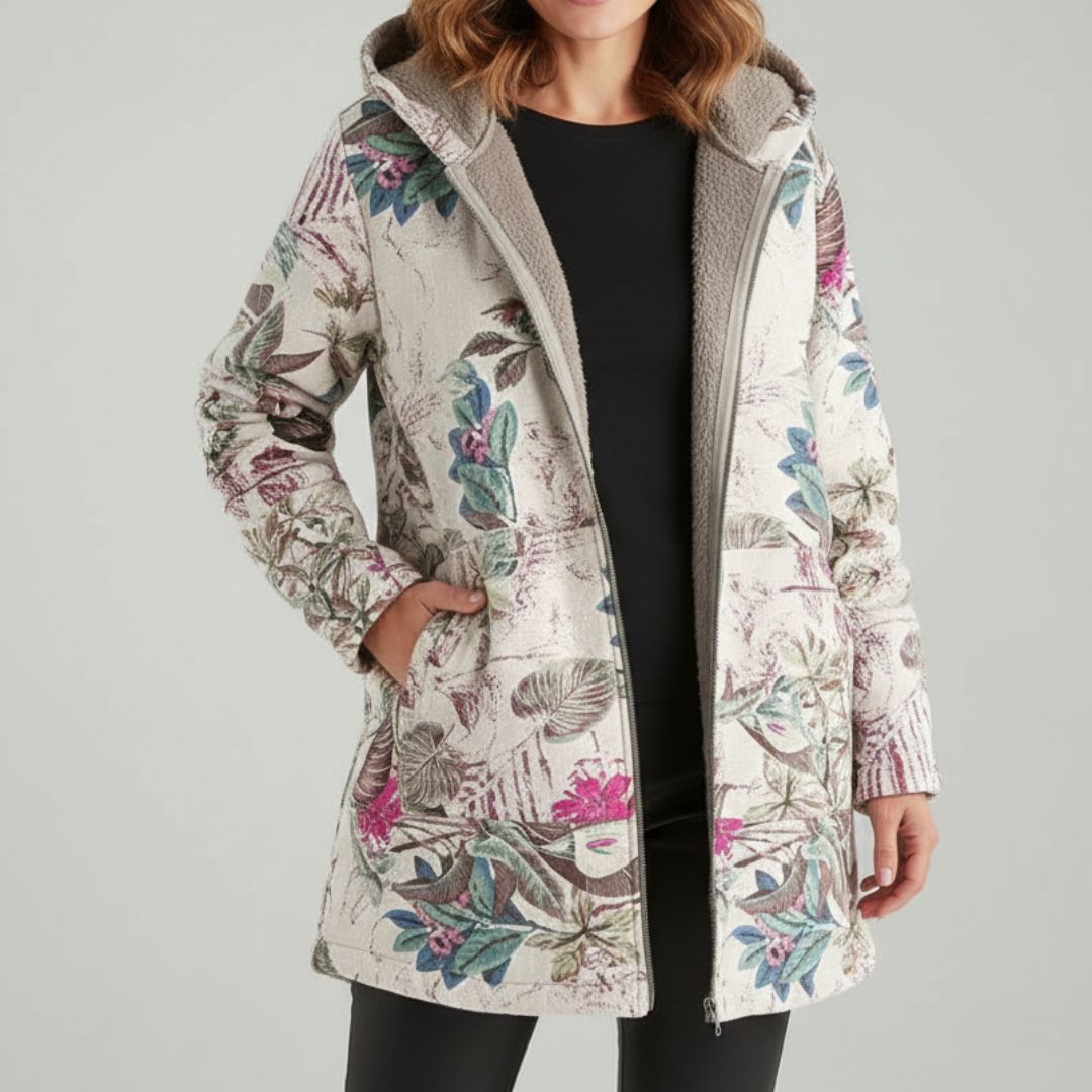 Amalia | Elegancka Polarowa Kurtka w Kwiaty