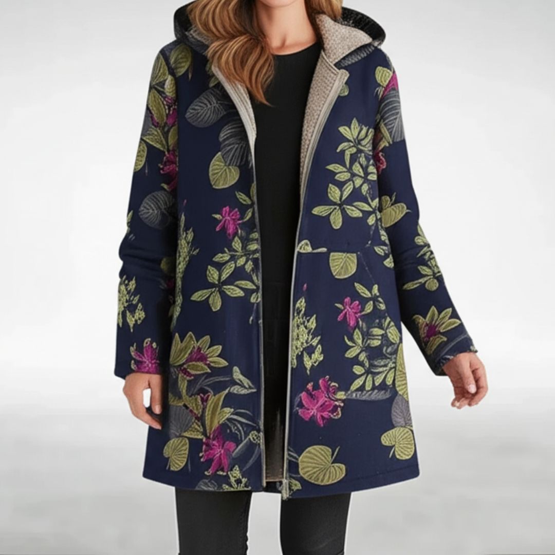 Amalia | Elegancka Polarowa Kurtka w Kwiaty