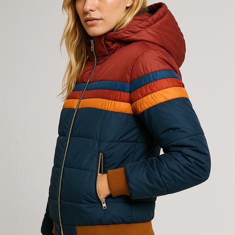 Aurea | Stylowa Tęczowa Kurtka Puffer Vintage