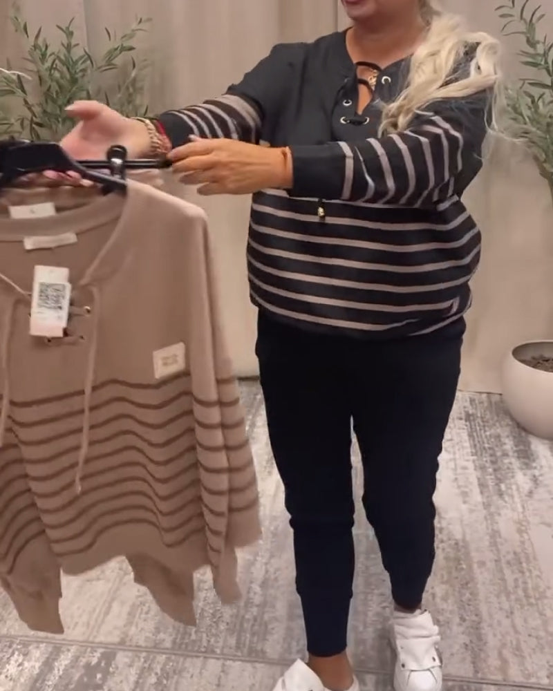 Kinga | Modny Damski Domplet Sportowy w Paski