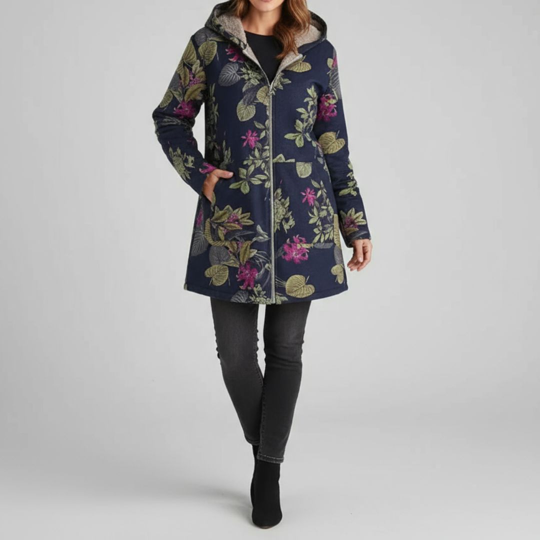 Amalia | Elegancka Polarowa Kurtka w Kwiaty