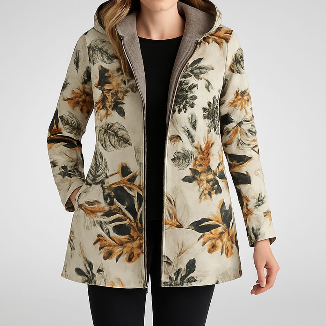 Amalia | Elegancka Polarowa Kurtka w Kwiaty